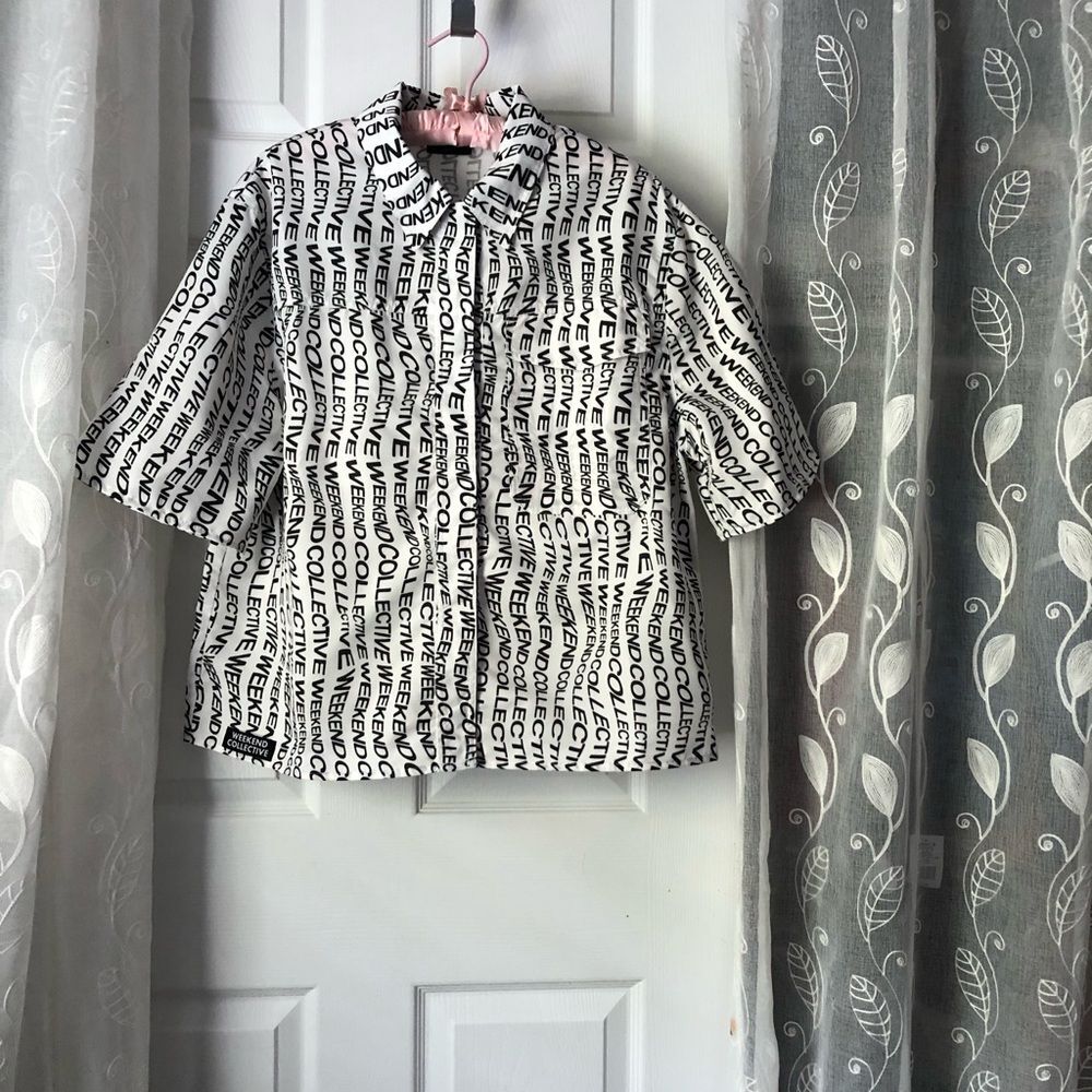 New without tag ASOS Weekend Collective shirt in monogram logo print oversized t